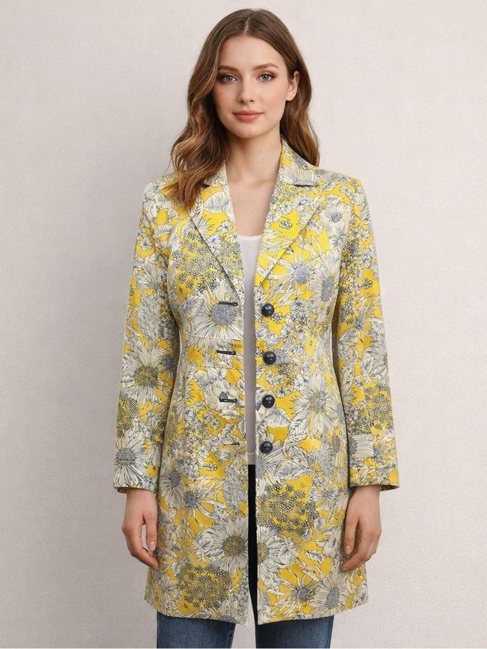 Liberty of London for Target Sunflower Floral Trench Coat Jacket Yellow - Large